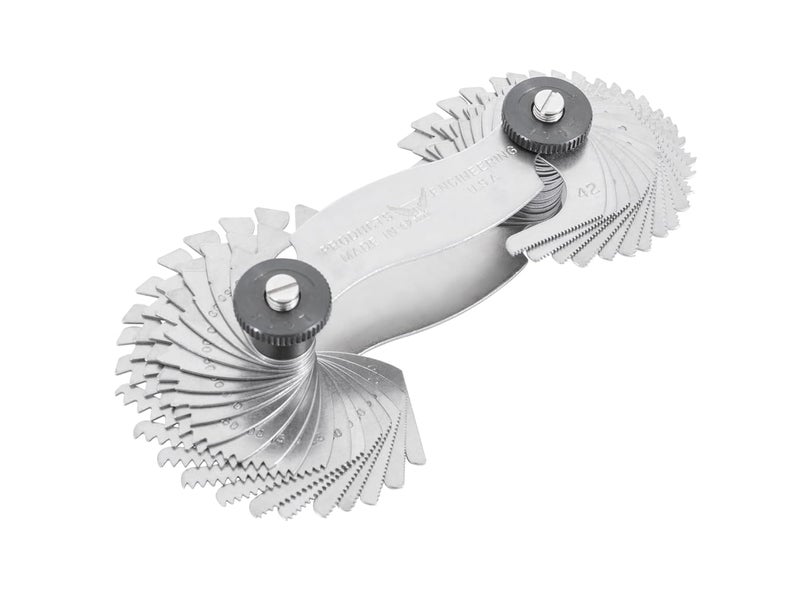 Screw Pitch Gage, 4-56in & 0.5-6mm, 28 Blades/2 Groups, Clearly Marked Scales, Suitable for Various Applications, Made in USA
